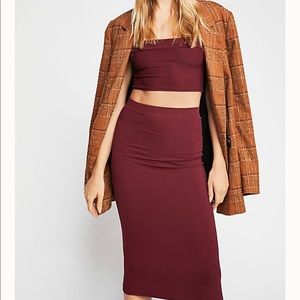 NWT Free People midi skirt/crop set